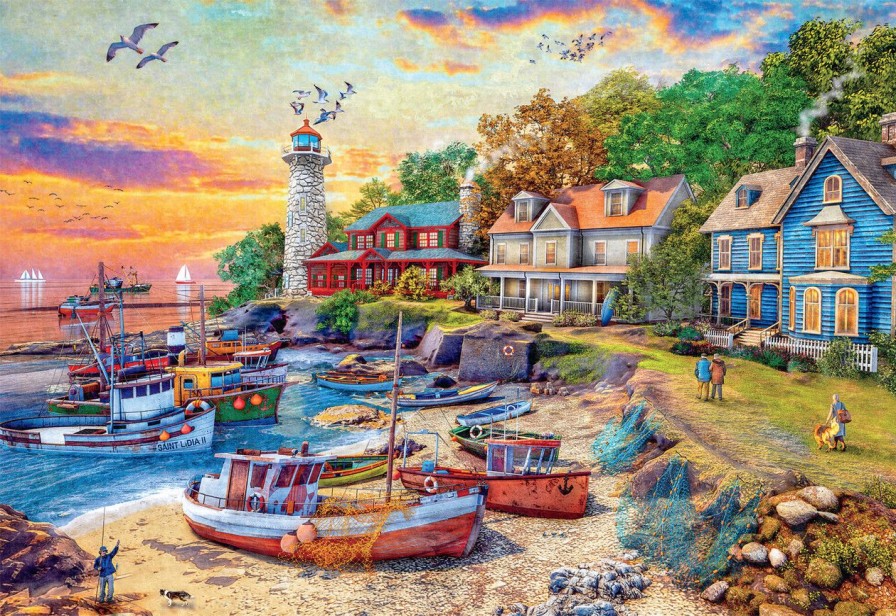 2000 Piece Puzzles Buffalo Games  | American Harbor Town 2000 Piece Puzzle