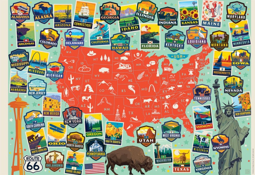 2000 Piece Puzzles Buffalo Games  | Usa Travel Posters 2000 Piece Puzzle